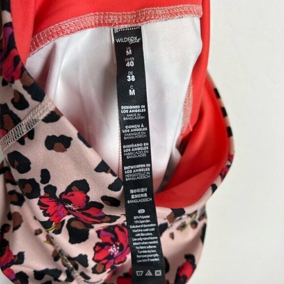 Wildfox Sweat Coral Wild Leopard Elastic Waist Stretch Leggings Size M - Picture 8 of 8